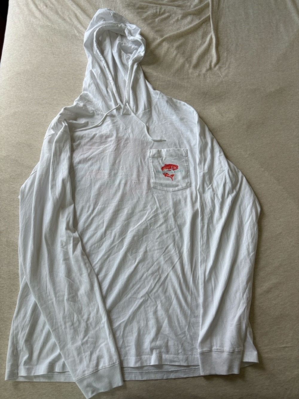 NWOT Vineyard Vines Men’s Large White Light Weight Fishing Hoodie
